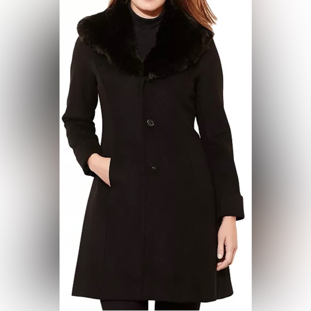 Lauren Ralph Lauren: Women's Faux-Fur-Trim Walker Coat